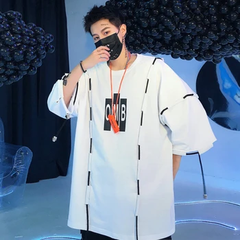 

Summer Short Sleeves Harajuku Korea Fashion Black White T-shirt Streetwear One Piece Hip Hop Rock Punk Men'S Tshirt Clothes