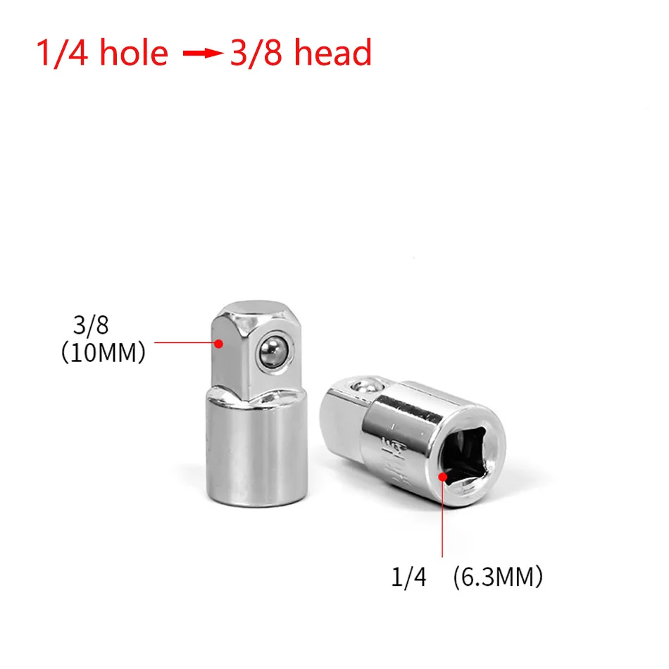 1-4 hole 3-8 head 1/" 3/8" 1/" трещотка гаечный ключ адаптер хром ванадиевой рукав адаптер приводная розетка конвертер гаечный ключ трансформирующий шарнирный конвертер - Цвет: 1-4 hole 3-8 head