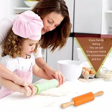 Антипригарная деревянная ручка, силикон скалка тесто для теста муки ролик кухонные инструменты для выпечки