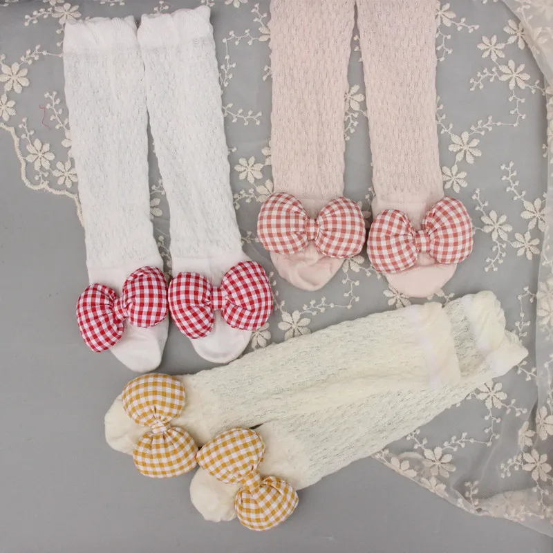 

Cute Bowknot Infant Baby Socks Cotton Bows Girls Knee Socks Spring Summer Mesh Kids Infant Toddler Knee High Socks Sokken 0-2Y