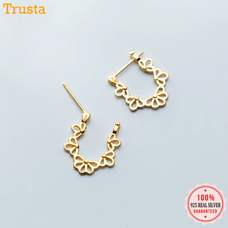 Trusta 925 Solid Sterling Silver Earrings Women Fashion Heart/Star Small Love Stud Ear Clip Jewelry Gift for Teen Girls DS904