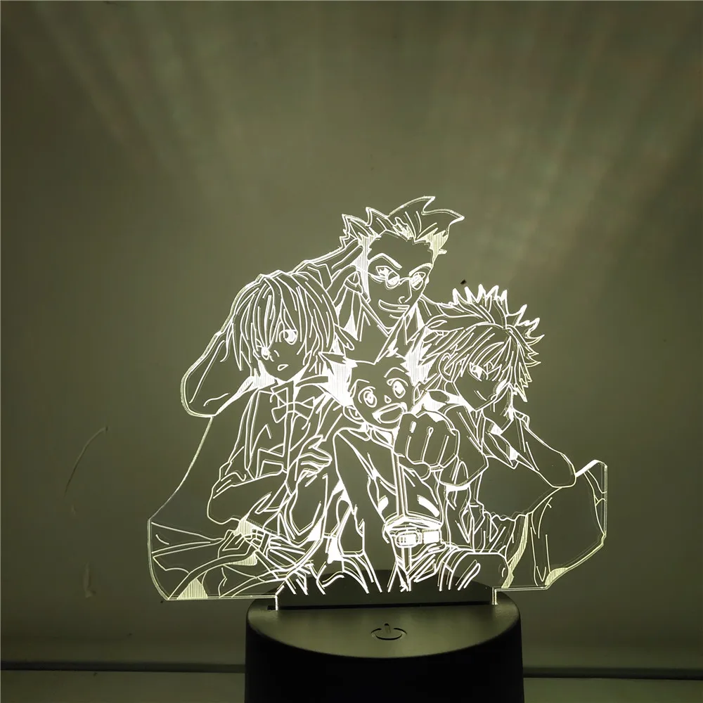 Hunter X Hunter Anime Figures 3d LED Lamp Gon Freecss Killua Zoldyck Leorio Kurapika Action Visual Lighting Figurine Model Doll