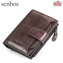 Элитный бренд Для мужчин из натуральной кожи бумажник с застежкой молнией карман для монет Винтаж RFID большой Ёмкость мужской короткий кошелек держатель для карт