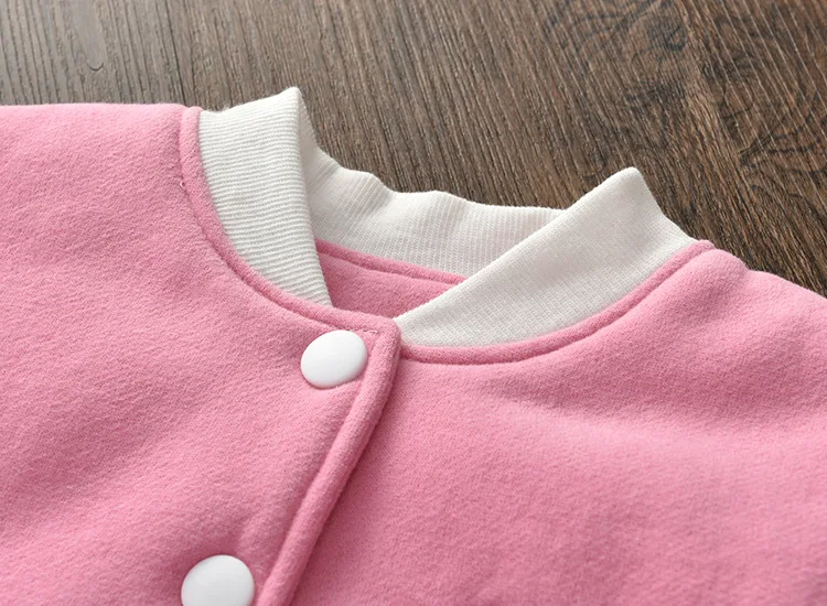 Бейсбольная форма розового яркого цвета в стиле пэчворк повседневные куртки для девочек детское зимнее теплое плотное пальто Верхняя одежда для малышей от 2 до 6 лет