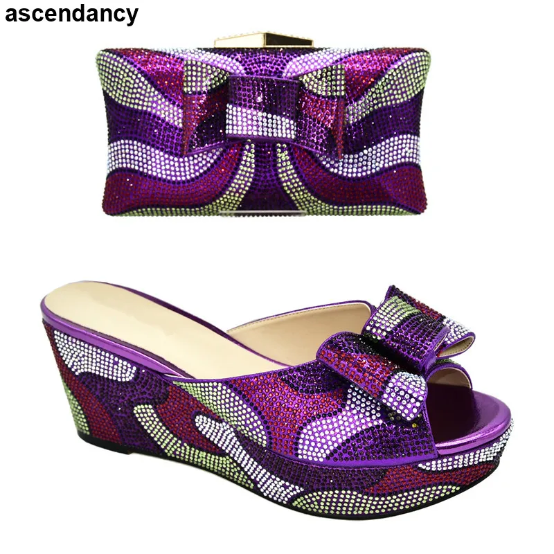 lilac shoes and bag for wedding