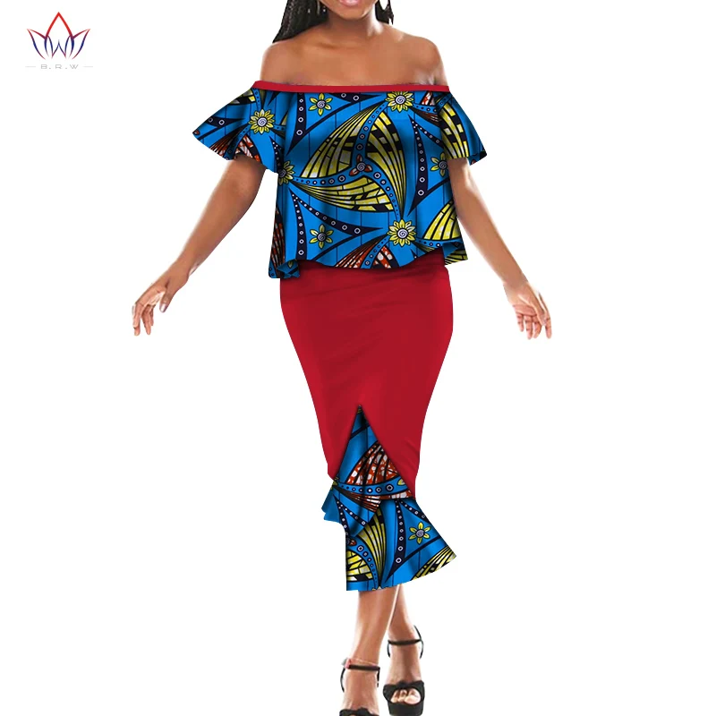 Новые африканские платья для женщин Дашики с открытыми плечами Африканское платье Базен размера плюс традиционная африканская одежда WY5466 - Цвет: 18