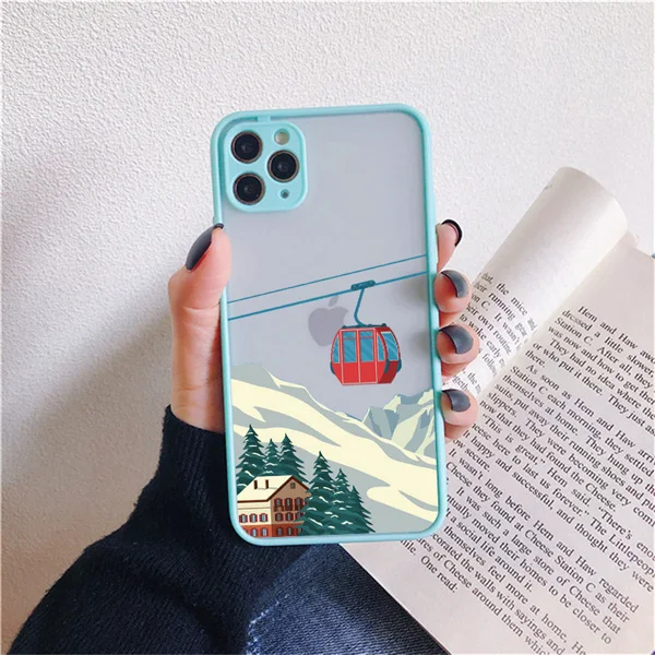 Reise Landschaft Handy hülle für iPhone x xr xs max 16 12 13 11 14 15 pro max mini 7 8 plus Berg Windmühle Gondel Rückseite – Detail 13