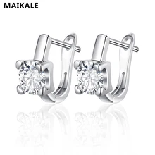 MAIKALE, квадратные серьги-гвоздики, простые, медные, золотые, серебряные, покрытые AAA кубическим цирконием, корейские серьги для женщин, чтобы отправить другу подарок