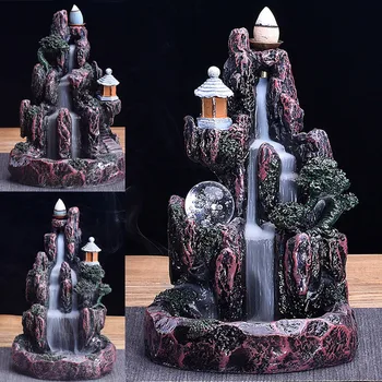 

Waterfall Smoke Backflow Incense Holder LED Light Type Hotel Home Decor HG99