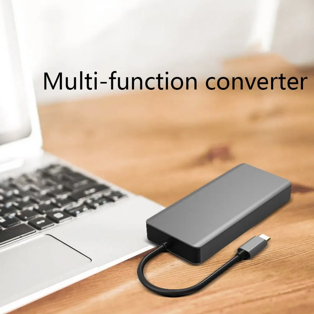 Многофункциональный преобразователь Usb типа C на Hdmi+ Vga с док-станцией+ 3 концентратора для подключения устройств с интерфейсом ype-C