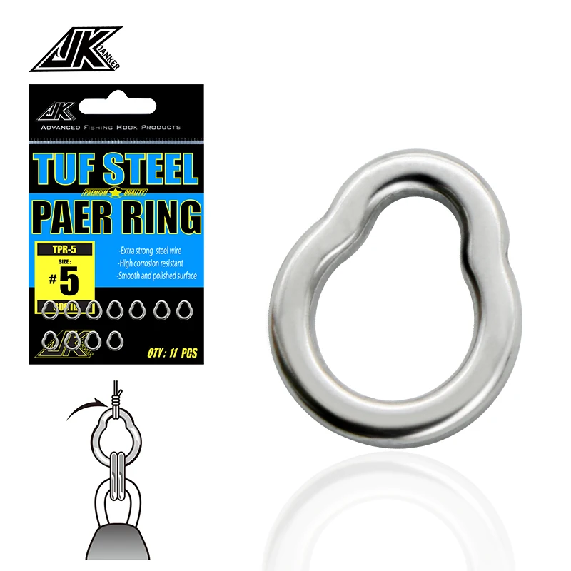 JK TPR110-400LB Pear Fishing Ring Solid Jigging Fishing Swivel Accessories Connector Assist Fishhooks Lure