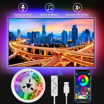 

LED Strip Lights 50Ft LED Strip Lights Music Sync Bluetooth App Controlled Remote 5050 RGB LED Rope Lights Color Changin