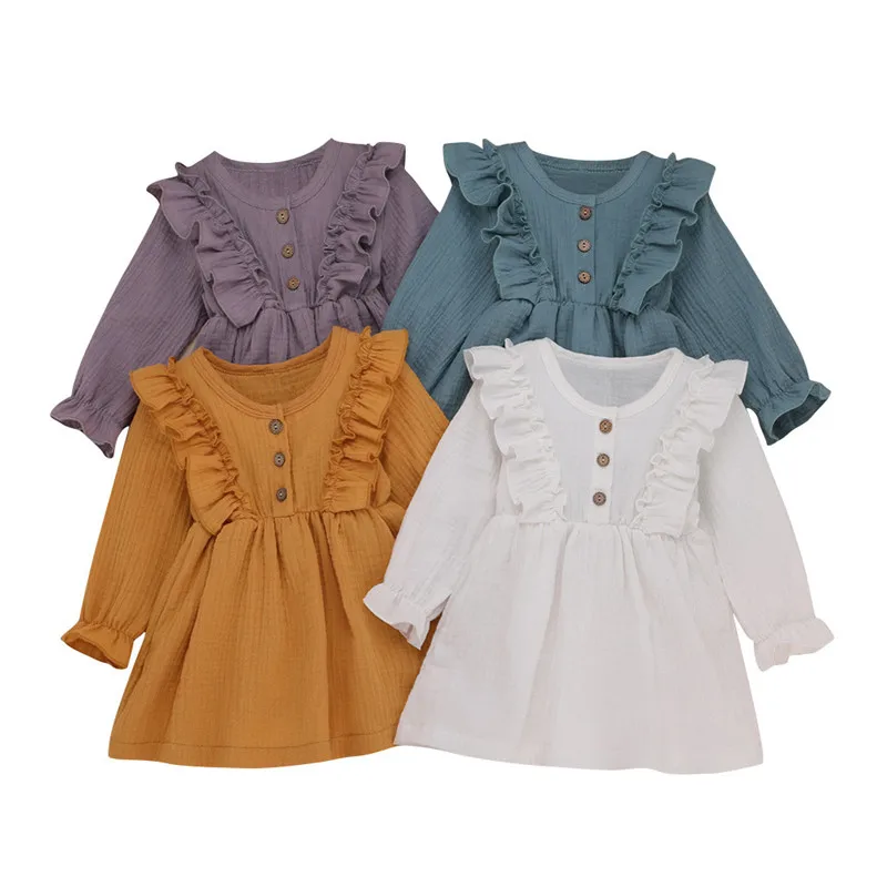 Платье с оборками для девочек; Рождественская Одежда для маленьких девочек; Детские платья для девочек; платье для дня рождения; детская одежда с длинными рукавами