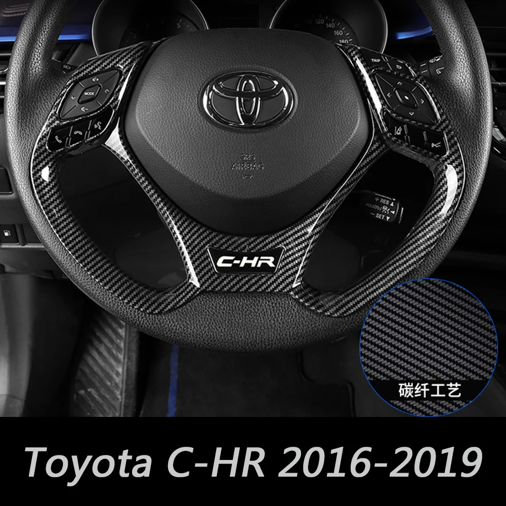 

For Toyota C-HR CHR 2016 2017 2018 2019 Car Steering Wheel Carbon Fiber Texture Frame Decoration Cover Trim Car Styling Stickers
