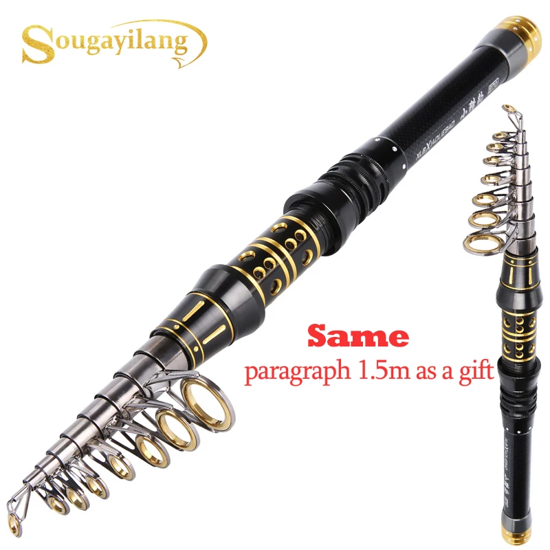 Sougayilang Buy 1 Get Free The Same Paragraph 1.5m Fishing Rod Ultraligh Carbon Fiber Material Spinning Pole De Pesca |