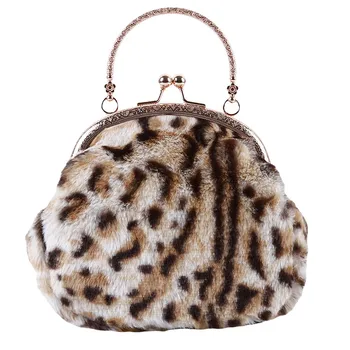 

Fashion Women Messenger Bag Chain Sling Phone Top-handle Bags Leopard Print Handbag Evening Shoulder Bags Plush Handbags bolsas