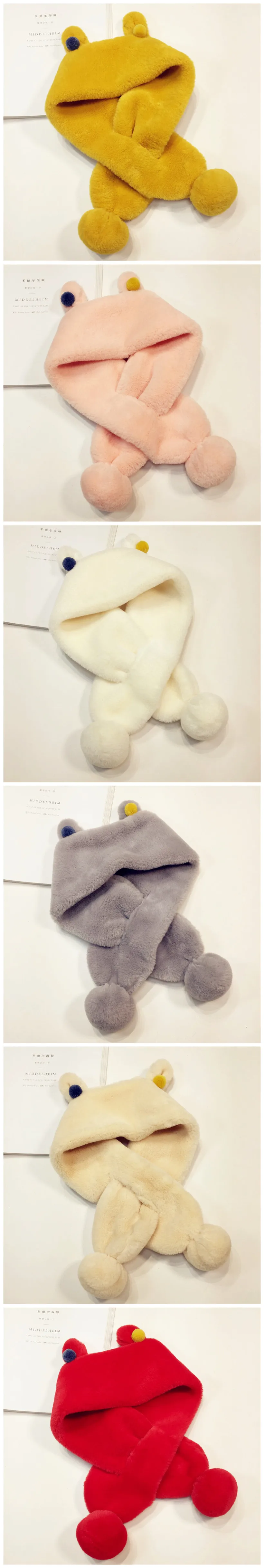 Корейская версия новых детских шарфов с ушками крест сплошной цвет мультфильм милые мужчины и женщины ребенок имитация кролика плюшевый шарф