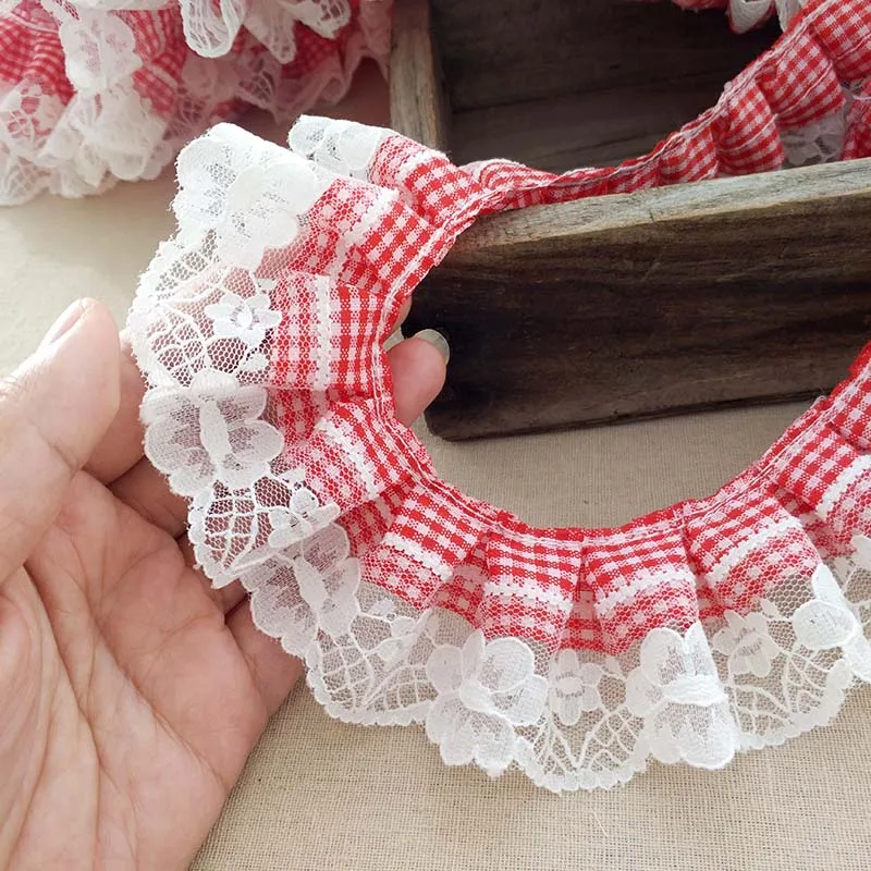 Lace Ribbon Lace Garment Accessories Lace Sewing Supplies Lace Hair Accessories Lace Decoration Lace Accessories Lace Sewing Accessories Clothing Accessories Wide Plaid Pleated Lace 3d Flowers Embroidered Ribbon Ruffle Trim DIY Clothing Hair Accessories Home Sewing 5CM