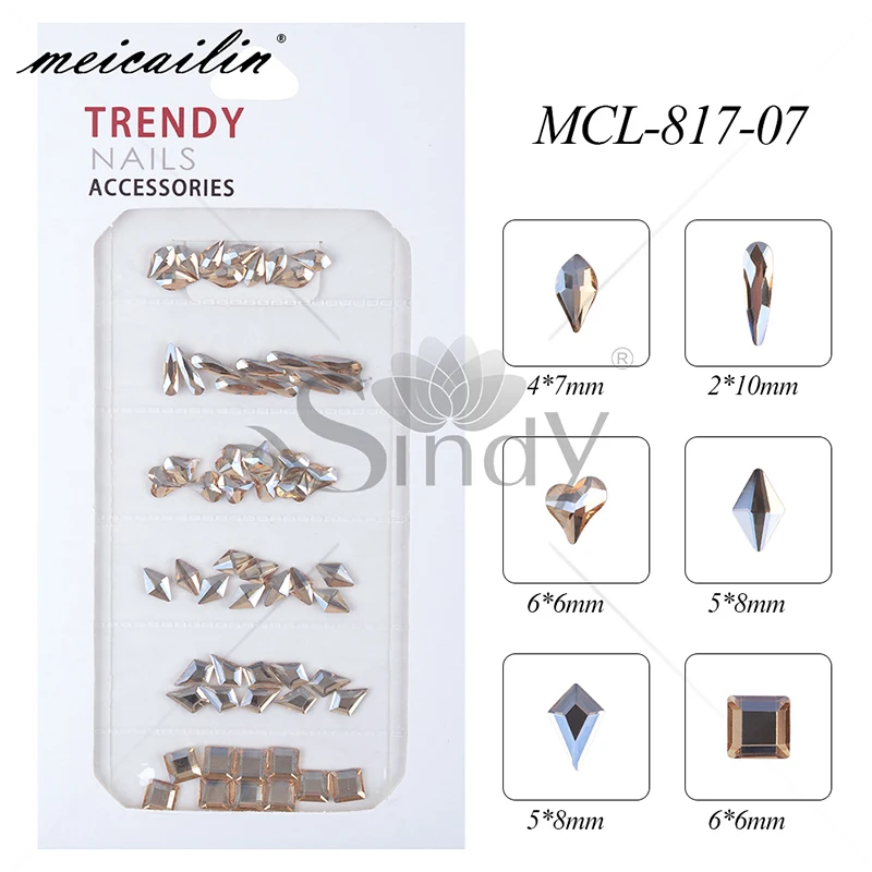 60 шт смешанный стиль Стразы для ногтей дизайн для украшения для ногтей Хрустальные стеклянные амулеты перегородки аксессуары для ногтей набор - Цвет: MCL-817-07