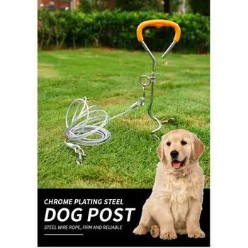 

Tie Out Accessories Heavy Duty Portable Durable Ground Stake Outdoor Dog Fixed Pile Pet Tether Spiral Anti Wrap With Ring Screw