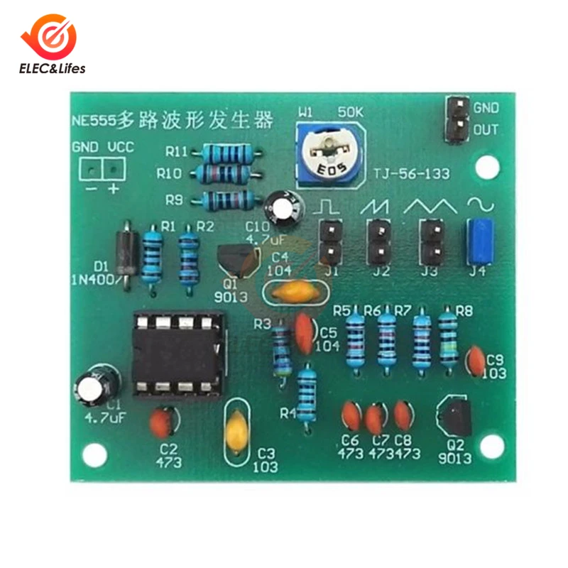 

DC 6-12V NE555 Pulse Generator Module Sine/Triangle/Square Wave generator multi-channel Waveform Signal Generator DIY Kit