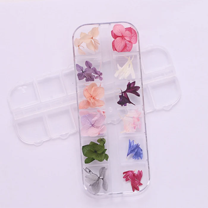 Горячие продажи Натуральные высушенные цветы 3D дизайн ногтей Декор советы из серии «сделай сам» Маникюр 12 цветов Мода