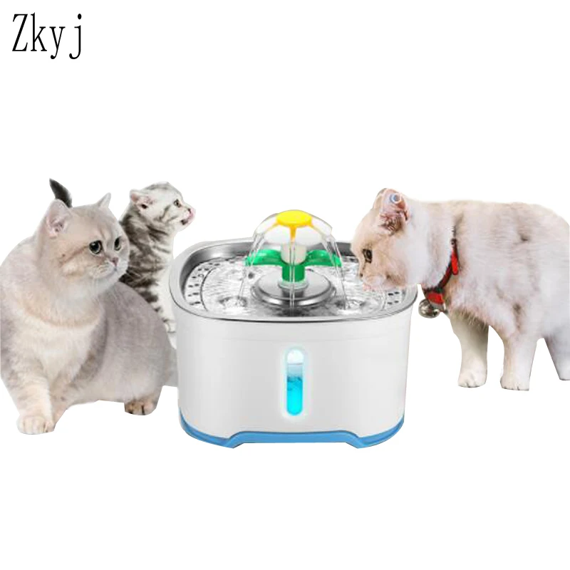 Cat Fountain Stainless Steel 2.5 Liters Pet Fountain Dispenser And 304 Stainless Steel Countertop Suitable For Cats And Dogs