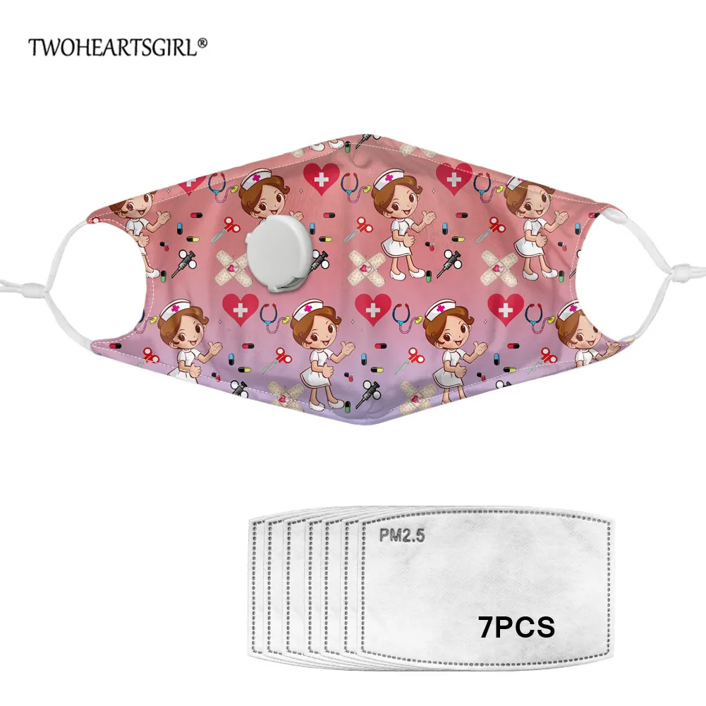 

Twoheartsgirl Breath Valve Mouth Mask for Adults Anti-Dust Pink Face Mask with 7pcs Filters Reusable Washable Mouth-muffle