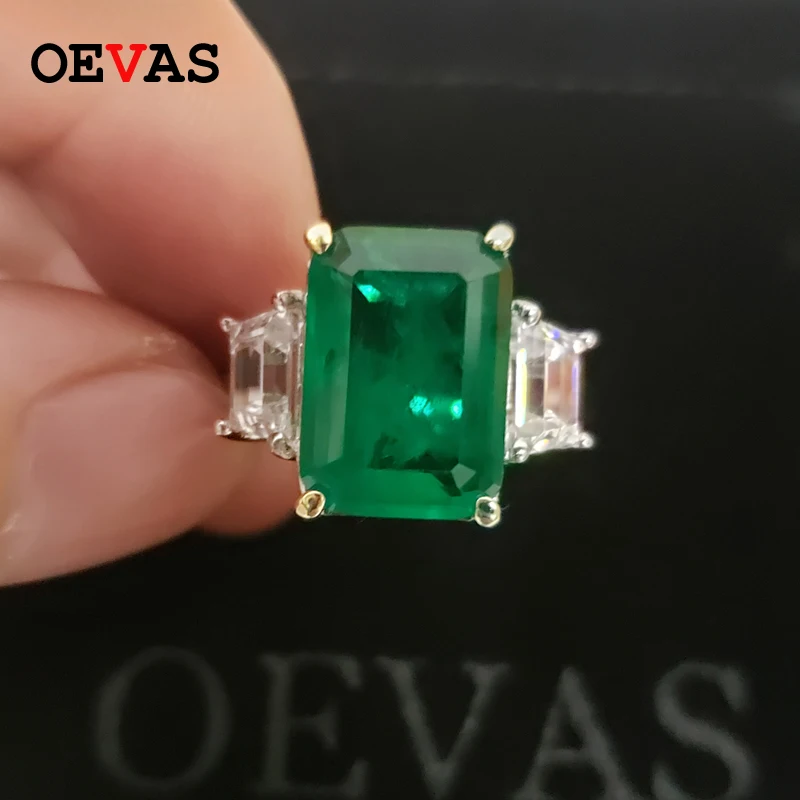 OEVAS 100% 925 Sterling Silver Created Moissanite Emerald Gemstone Birthstone Wedding Engagement Ring Fine Jewelry Wholesale OEVAS 100% 925 Sterling Silver Created Moissanite Emerald Gemstone Birthstone Wedding Engagement Ring Fine Jewelry Wholesale
