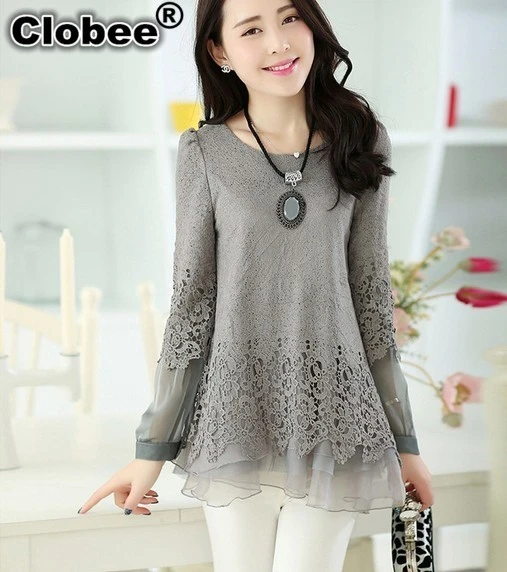 Blusas de moda Primavera otoño 2020 vintage Blusa de encaje de ganchillo con blusas de manga larga para camisa blanca negra para mujer|Blusas y camisas| - AliExpress