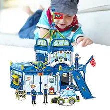 

3D Coloring Puzzle Set Jigsaw Police Station Model Self Assembly Toy DIY Painting Coloring 3D Puzzle for Children