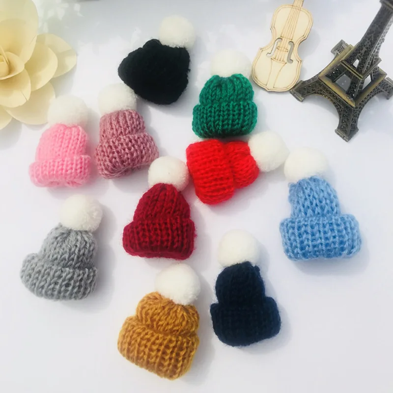 10 шт. 30 мм-50 мм корейские красочные помпоны миниатюрная шляпа DIY украшения вязаные шапки шитье для броши для шарфов приспособление для Бейджа