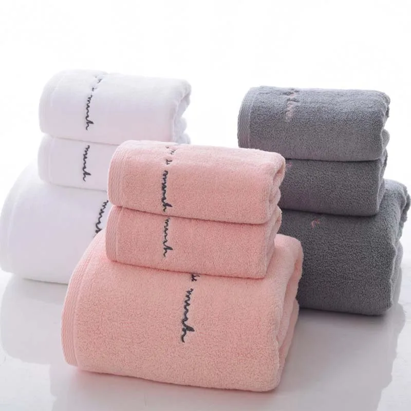 High Quality Egyptian Cotton Towels Adults Sweet Letters soft Embroidered  Bath Face Towel Bathroom Shower Gift for Lovers Towel