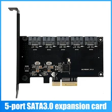 Aliexpress - 5port Sata3.0 Expansion Card Transmission Rate 6Gbps JMB585 PCI-E to 5 SATA Riser Card for PCI Express X4 X8 X16