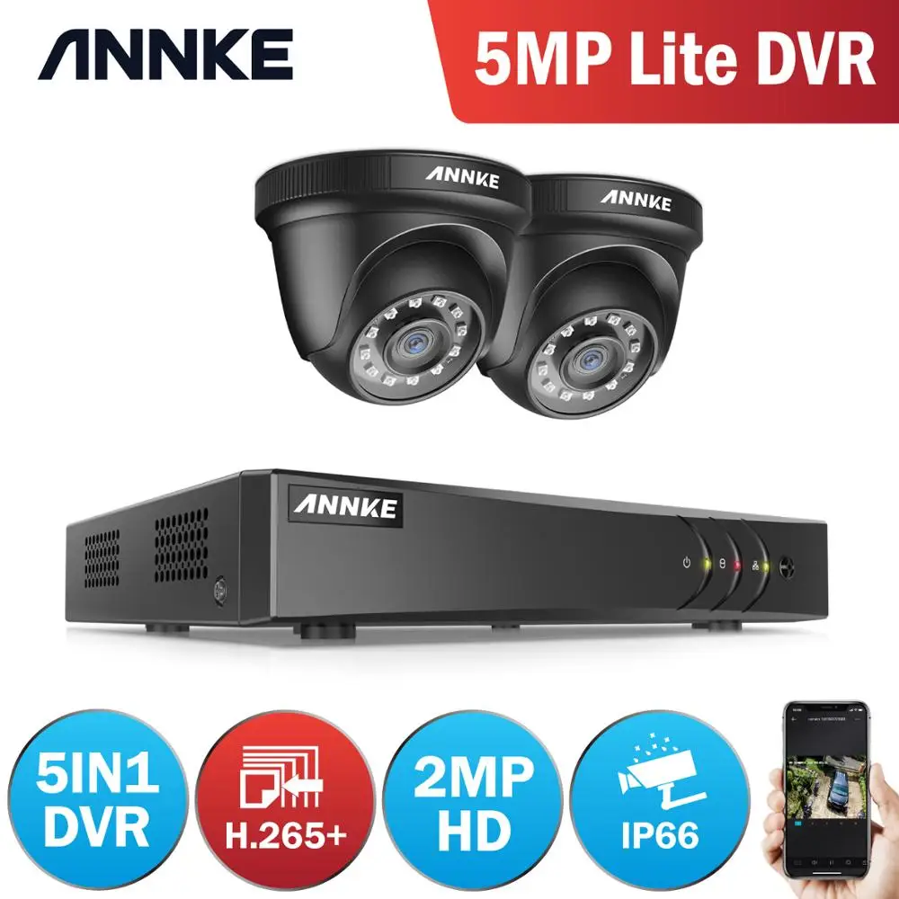 Камера видеонаблюдения ANNKE 4 канала 1080P 2 шт. | Безопасность и защита