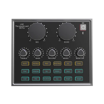 

Bluetooth 5.0 Webcast Live Sound Card External USB Recording Voice Chat Multiple Effects Karaoke Audio Mixer Double Cell Phone