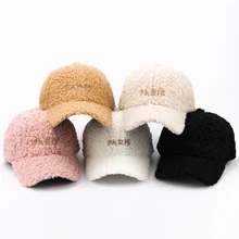 CNTANG 2021 Autumn Winter Baseball Cap For Women PARIS Letter Hip Hop Caps Female Warm Fashion Faux Mohair Velvet Hat Snapback