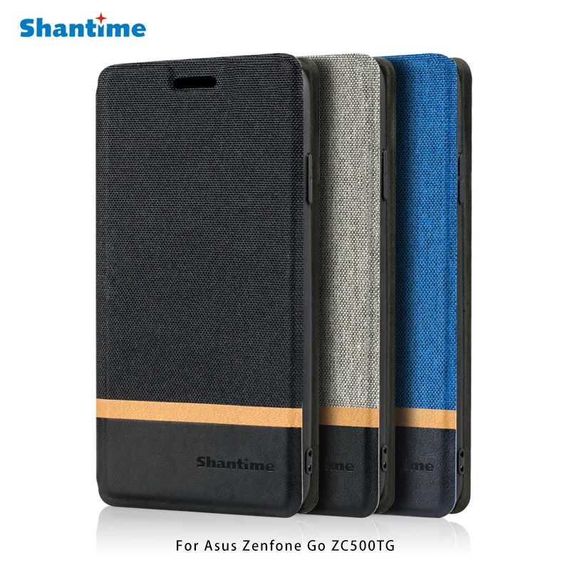 Холщовый чехол для телефона из искусственной кожи Asus Zenfone Go ZC500TG флип кейс деловой