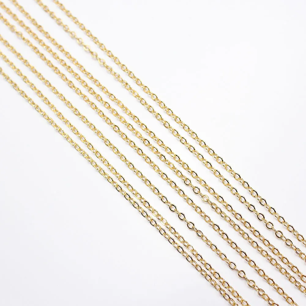 

APDGG 5 Meters Tiny 2mm Bezel Set Gold Plated Copper Fashion Chain Paperclip Neck Chain Pearl Necklace Bracelet Making DIY