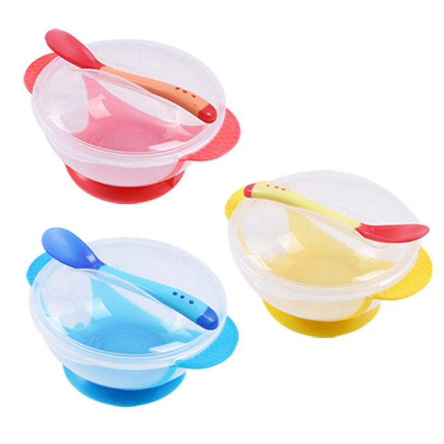 3sets Baby Bowl Training Bowl Spoon Tableware Set Dinner Learning Dishes with Suction Cup Children Training Dinnerware