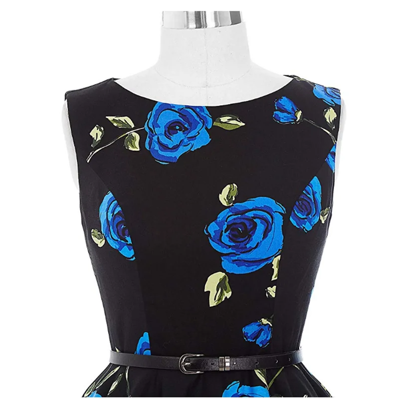 Summer's most popular women's petticoat style 50's retro noble cold style round neck sleeveless dress