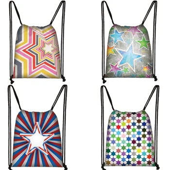 

Stars Print Drawstring Bag Kids Women Travel Bag Teens Girl Drawstring Backpack Storage Bags Ladies Shopping Bags