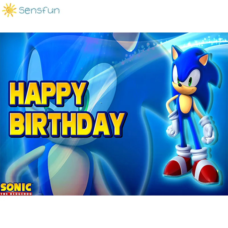 Sensfun фон для фотостудии с изображением героев мультфильмов Sonic Happy Birthday Backdrops Boy Blue Theme вечерние фоны fondo fotografia