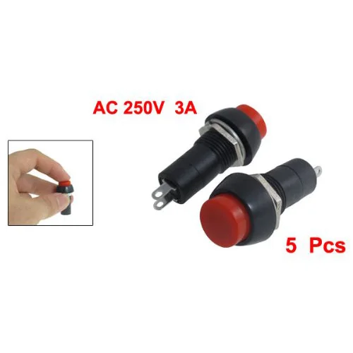 SODIAL(R) 5 шт AC 250V 3A SPST вкл/выкл самоблокирующийся кнопочный переключатель