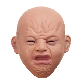 

Crying Face Baby Rubber Latex Mask Overhead Scary Halloween Party Fancy Dress Props NIN668