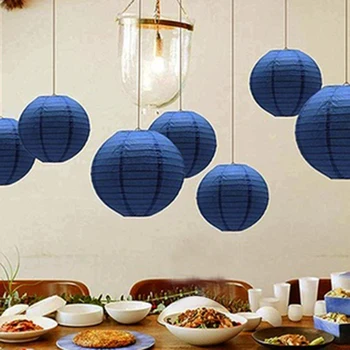 

20 Pack Chinese Round Dark Blue Paper Lantern,Paper Lanterns 6/8/10/12inch Hanging Lanterns Wedding Party Decorations