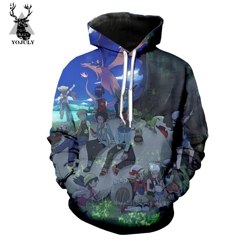 Покемон толстовки Мода off white Мужская толстовка 3D Аниме Пикачу Lil открытый топы хип хоп Уличная странные вещи пуловер 25