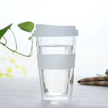 Портативное Термостойкое Двухслойное стекло с силиконовой крышкой толстое стекло кофейно-коричневое покрытие двухслойная чашка s