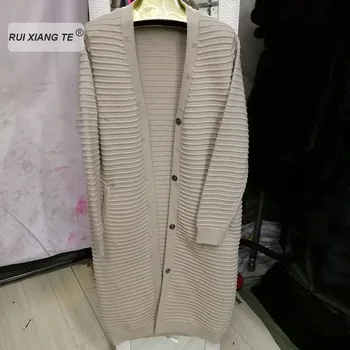 

Women real fur coat genuine wool knitting warm winter coat coat winter long outerwear RuiXiangTe