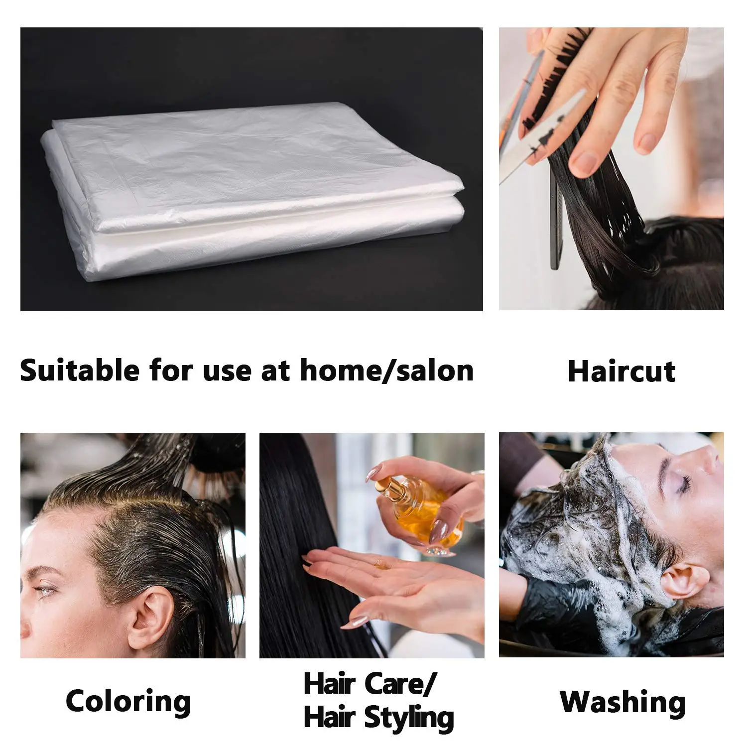 100 Pieces Disposable Long Barber Wai Cloth Perm Hair Salon Haircut Wai Hairdressing Cape Shawl Pe Apron 6